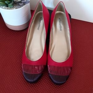 NEW Tricolor Red Taffetta Flats sz 12